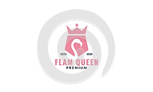 Bird flamingo head pink with shield  logo design