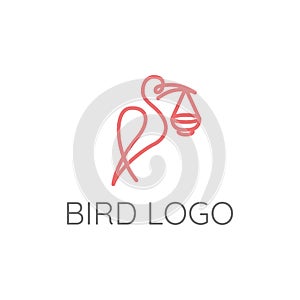Bird flamingo logo design template