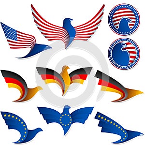 Bird Fly Flag Sign Symbol Insignia Medal United States Germany