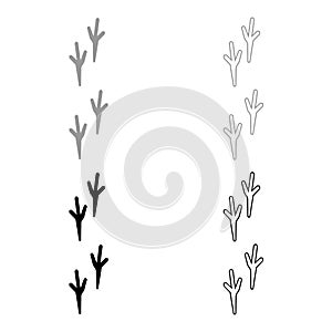 Bird footprint icon . Illustration grey and black color .