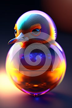 A bird in a glass ball- Ai Generated.