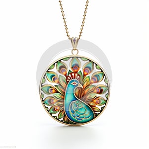Elegant Peacock Pendant With Gold Chain - Inspired By Maharani photo