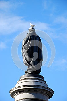 Bird on head of old statue