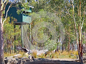 A Bird Hide for Bird Watchers at Lake Broadwater Queensland Australia. photo
