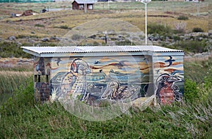 Bird hide at Laguna Nimez, a wildlife reserve at El Calafate in Patagonia, Argentina