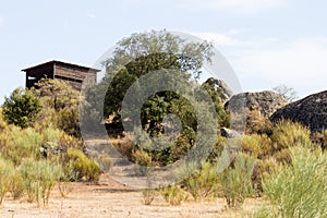 Bird hide in Los Barruecos Natural Park, Spain