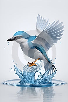 A bird is hovering over the surface of the water.