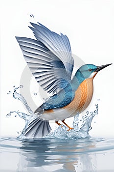 A bird is hovering over the surface of the water.