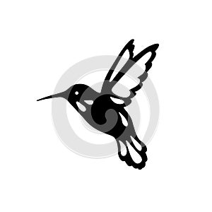 Bird of hummingbirds, outline, black shadow, laser cutting.