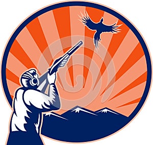 Bird Hunter aiming shotgun rifle