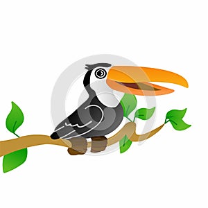Bird Icon, Cute Cartoon Funny Character with Colorful Wings, Flying in Sky in White Background â€“ Flat Design