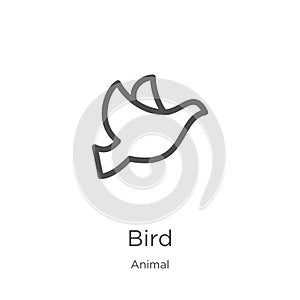 bird icon vector from animal collection. Thin line bird outline icon vector illustration. Outline, thin line bird icon for website