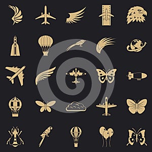 Bird icons set, simple style