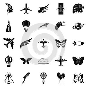 Bird icons set, simple style