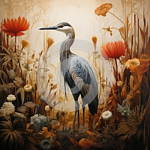 Bird illustration with artistic background