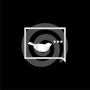 Bird inside speech bubble icon isolated on dark background