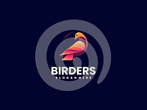 Bird King Crown Modern elegant mascot logo