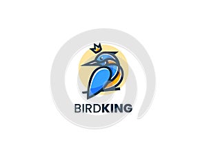 Bird King Crown Modern elegant mascot logo