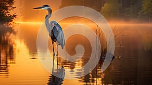 bird lakes great blue heron