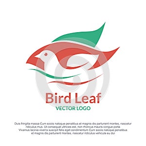 Bird and leaf logotype vector design