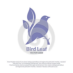 Bird and leaf logotype vector design