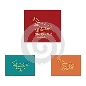 Bird logo brand outline illustration with vector design background color photo