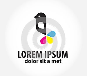 Bird logo, logo design template for printing, polygraphy