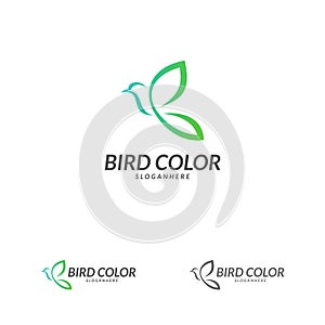 Bird logo vector. Flying Bird Logo design vector template. Dove Pigeon Logotype concept icon