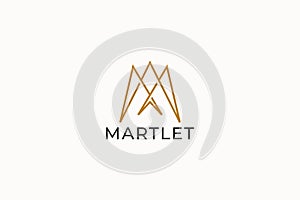 Bird Martlet Letter M Geometric Abstract Logo Magpie