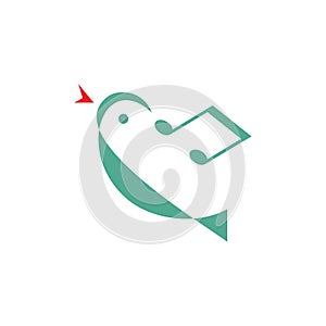 Bird melody - vector logo concept illustration. Minimal style. Music logo concept. Vector logo template photo