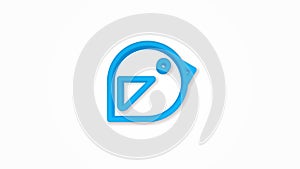 bird, message symbol, tweet realistic icon. 3d line vector illustration. Top view