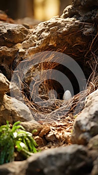 a bird nest with a egg in it