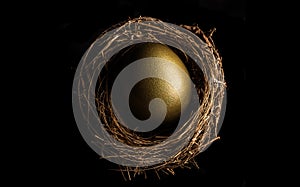 Bird nest with golden egg