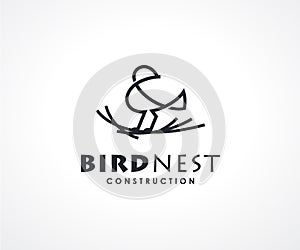 Bird Nest logo design concept, Construction logo design template