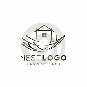 Bird Nest logo design template vector illustration