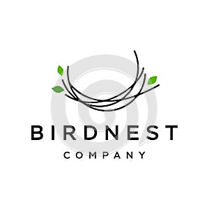 Bird nest logo icin vector illustration in trendy line art style