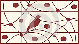 Bird on a Network. Digital Connectivity and Nature, vector design Generative AI