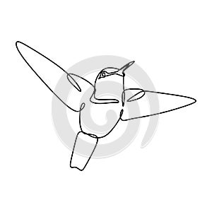 Bird one line drawing continuous lineart minimalist design on white background