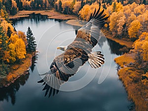 Bird Over Lake