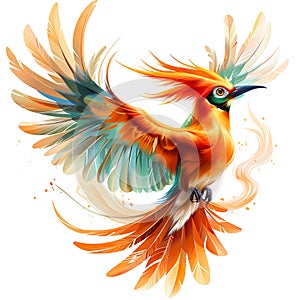 Bird of paradise, Avis paradisi, bright colorful illustration on white background photo