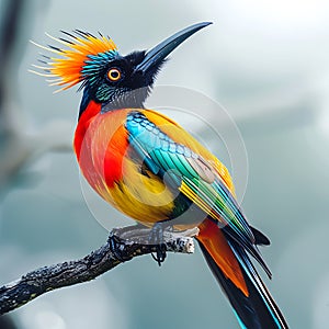 Bird of paradise, Avis paradisi, vibrant colorful animal, close up, portrait photo