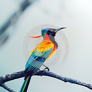 Bird of paradise, Avis paradisi, vibrant colorful animal, close up, portrait photo