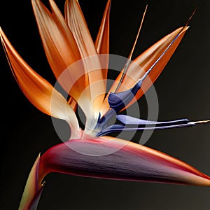 The bird of paradise flaunts its exquisite colors and intricate patterns