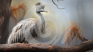 Distinct Facial Features: A Paleocore-inspired Scientific Illustration Of A Large Bird photo