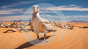 Quirky Bird In Pop Culture Style Standing In Desert Sand photo