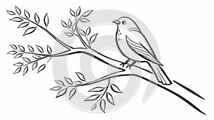 Bird perched on a tree branch wildlife illustration, vector design Generative AI photo
