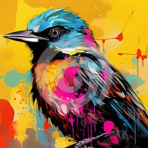 Bright And Detailed Pop Art Bird Paintings photo