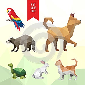 BIRD RACOON DOG TURTLE RABBIT CAT ANIMAL PET LOW POLY LOGO ICON SYMBOL