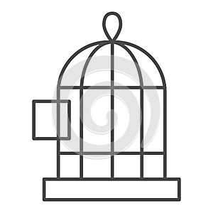 Bird`s cage thin line icon. Cell vector illustration isolated on white. Birdcage outline style design, designed for web photo