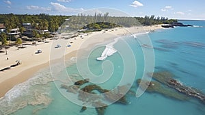 Bird\'s-Eye Beauty - Caribbean Beach Panorama. Generative AI